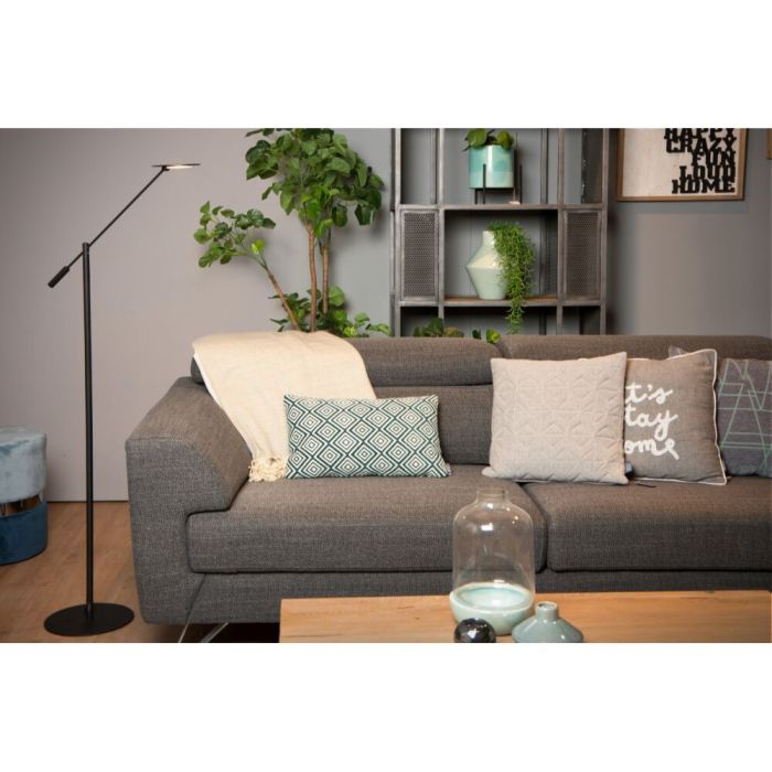 Zwarte staande leeslamp modern, Anselmo, 9W, 3000K LED