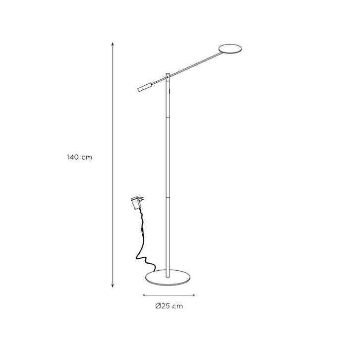 Zwarte staande leeslamp modern, Anselmo, 9W, 3000K LED