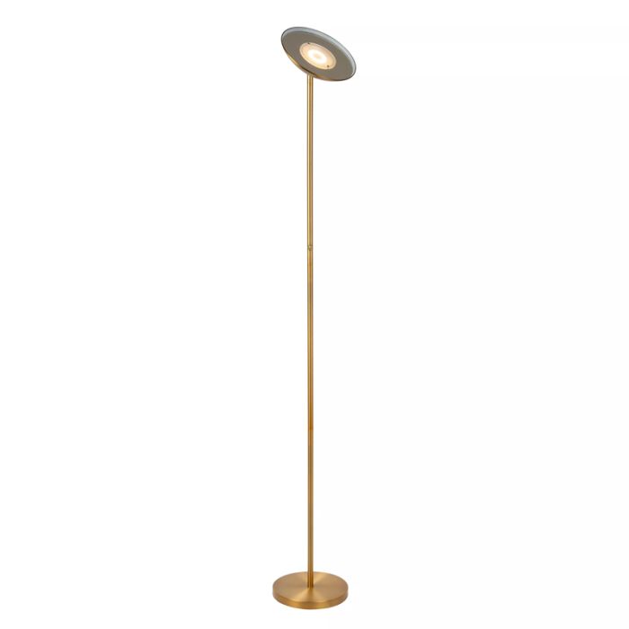 Messing staande leeslamp modern, Zenith, 20W, 3000K LED, met touchdimmer