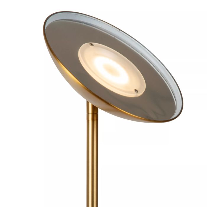 Messing staande leeslamp modern, Zenith, 20W, 3000K LED, met touchdimmer