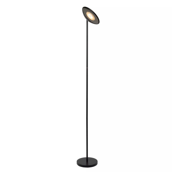 Zwarte staande leeslamp modern, Zenith, 20W, 3000K LED, met touchdimmer