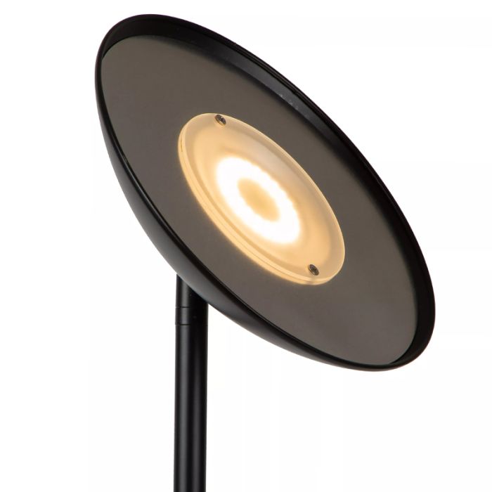 Zwarte staande leeslamp modern, Zenith, 20W, 3000K LED, met touchdimmer