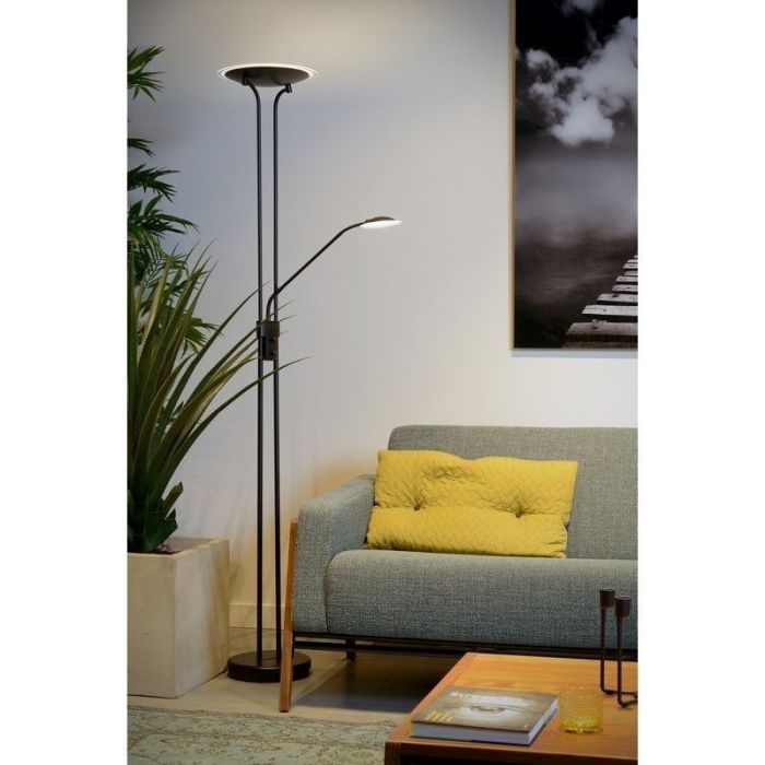 Zwarte staande leeslamp modern, Champion, 20W, 3000K LED