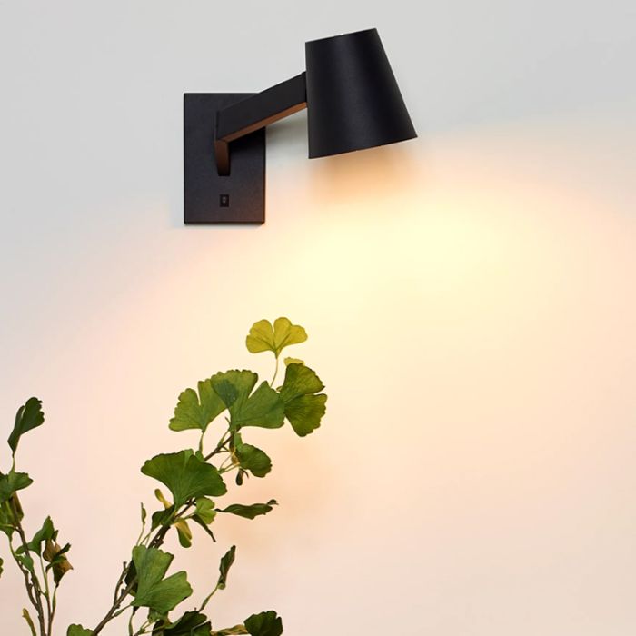 Moderne wandlamp Mizuko, Zwart