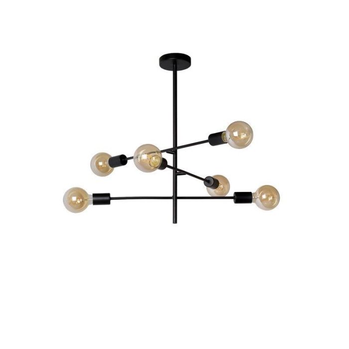 Moderne plafondlamp Lester, Zwart en Nikkel
