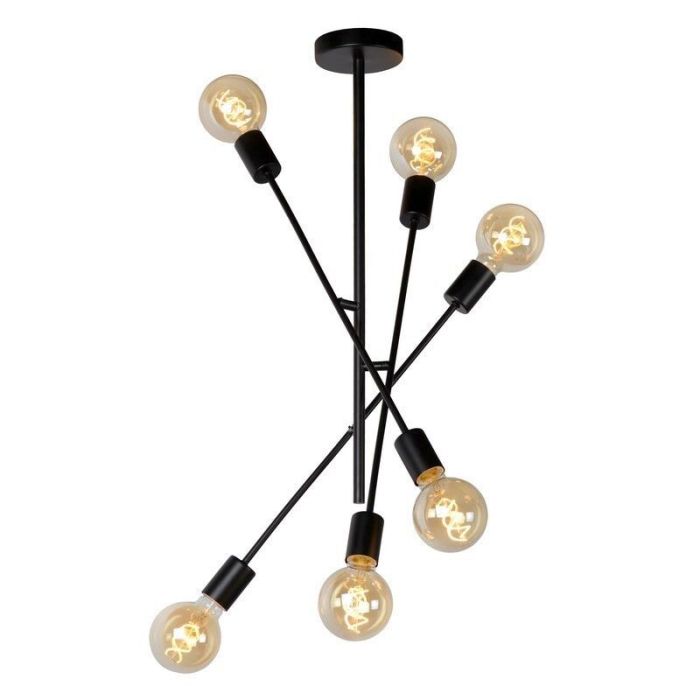 Moderne plafondlamp Lester, Zwart en Nikkel