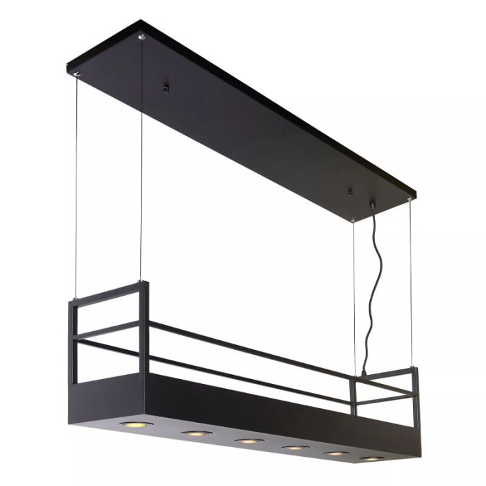 Zwarte landelijke hanglamp, Miravelle, metaal