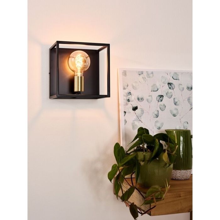 Zwarte wandlamp Ruben, metaal