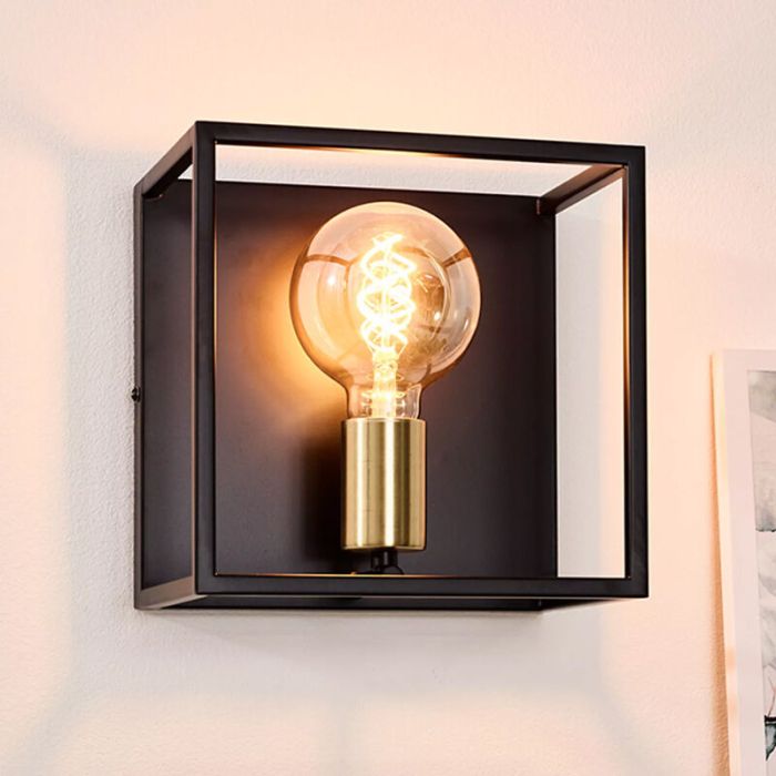 Zwarte wandlamp Ruben, metaal