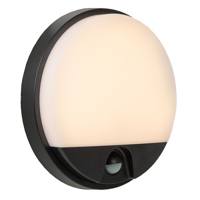 Zwarte badkamer wandlamp modern, Hups Ir, 10W, 3000K LED, IP54