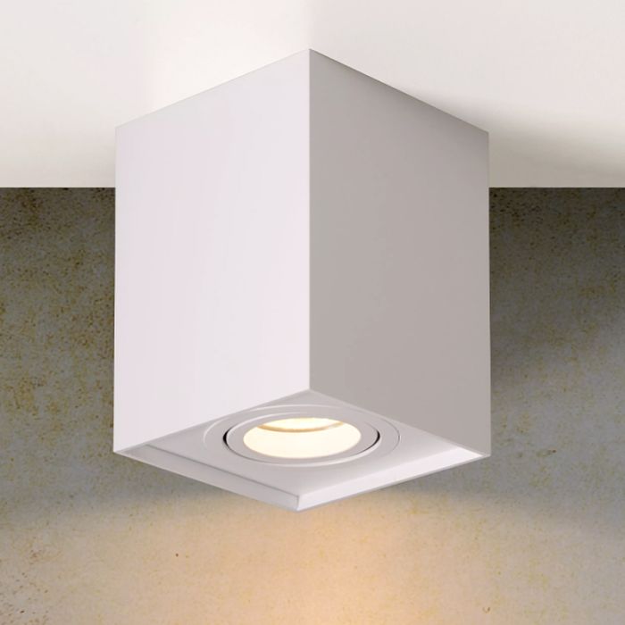 Witte plafondspot Tube, Vierkant