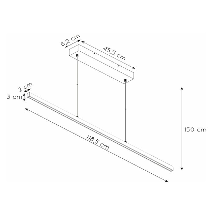 Zwarte hanglamp modern, Sigma, 30W, 2700K LED