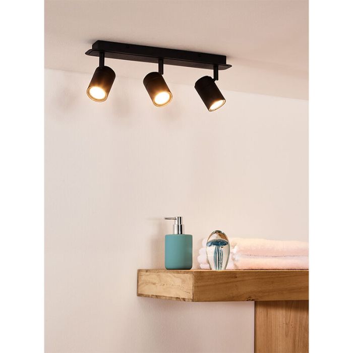 Zwarte moderne plafondlamp, Lennert, metaal, IP44