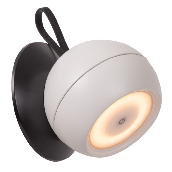 Witte oplaadbare wandlamp modern, Lunex, 2W, 3000K LED, IP54, met schakelaar