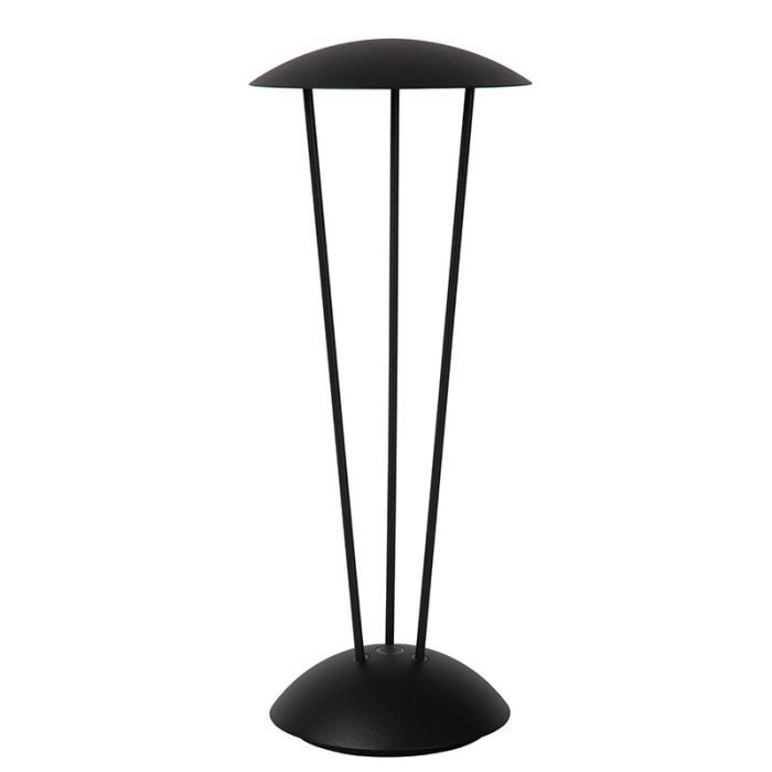 Zwarte oplaadbare buiten tafellamp modern, Renee, 2,2W, 2700K LED, IP54, met touchdimmer
