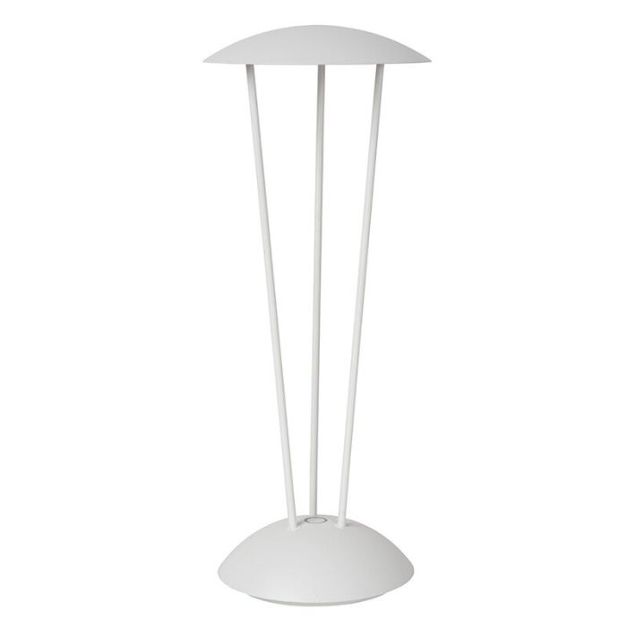 Witte oplaadbare buiten tafellamp modern, Renee, 2,2W, 2700K LED, IP54, met touchdimmer