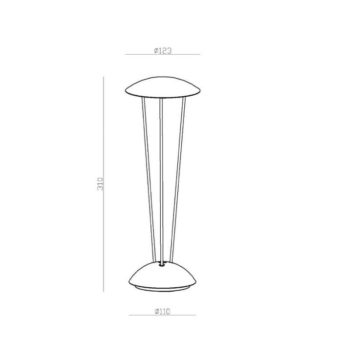 Witte oplaadbare buiten tafellamp modern, Renee, 2,2W, 2700K LED, IP54, met touchdimmer
