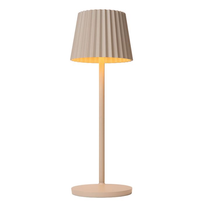 Beige buiten tafellamp landelijk, Justine, 2W, 2700K LED, IP54, met touchdimmer