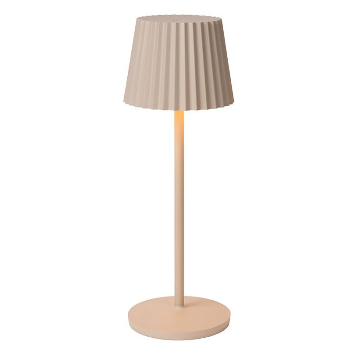 Beige buiten tafellamp landelijk, Justine, 2W, 2700K LED, IP54, met touchdimmer