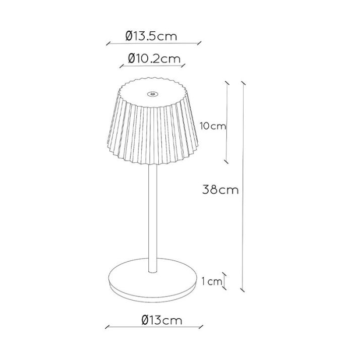 Beige buiten tafellamp landelijk, Justine, 2W, 2700K LED, IP54, met touchdimmer