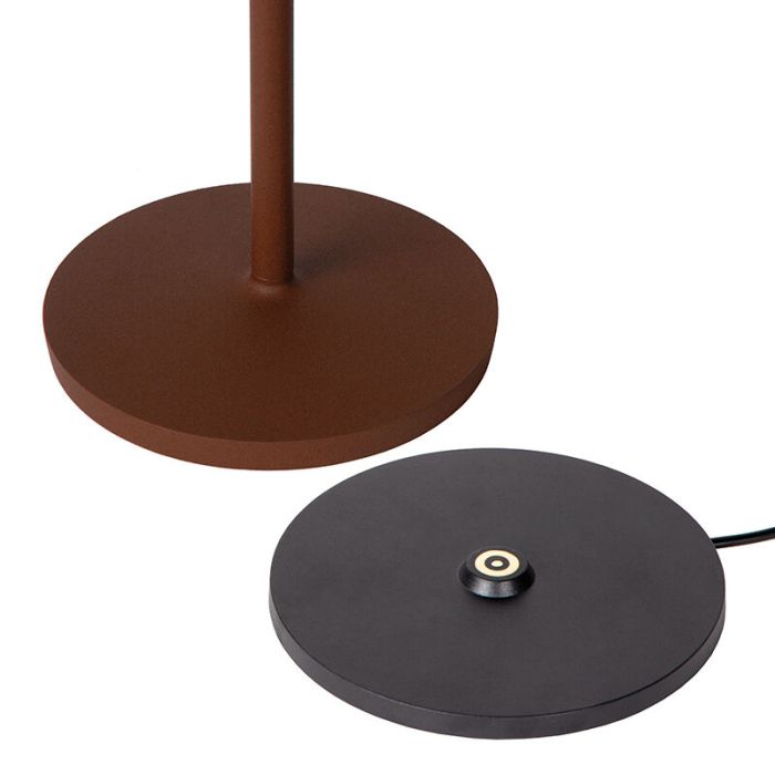 Roestkleurige buiten tafellamp landelijk, Justine, 2W, 2700K LED, IP54, met touchdimmer