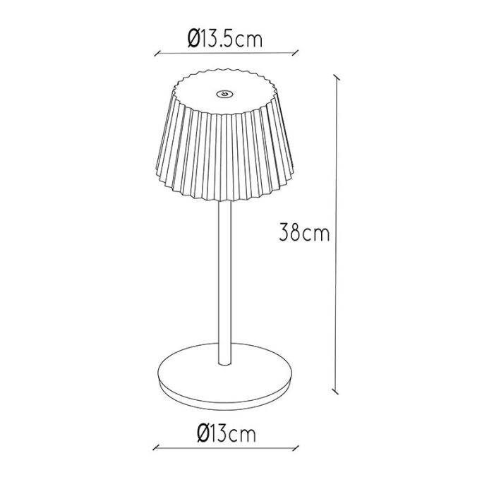 Roestkleurige buiten tafellamp landelijk, Justine, 2W, 2700K LED, IP54, met touchdimmer