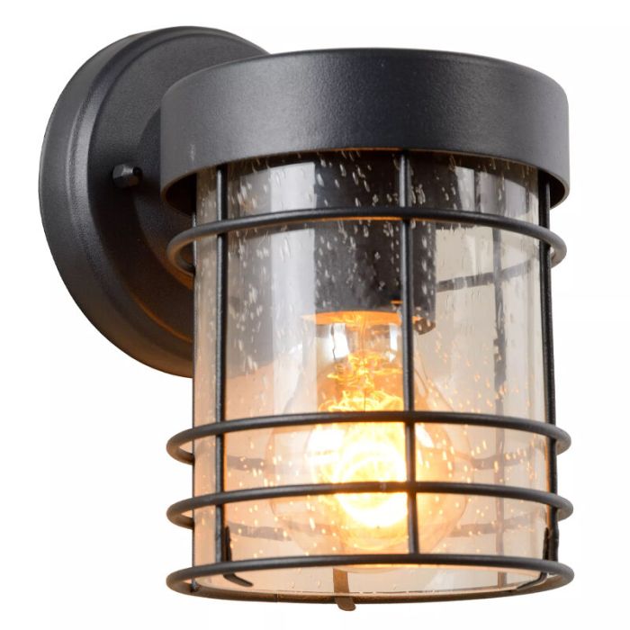 Zwarte wandlamp Keppel, Rond