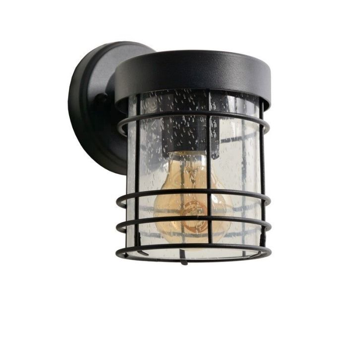 Zwarte wandlamp Keppel, Rond