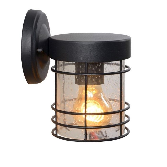 Zwarte wandlamp Keppel, Rond
