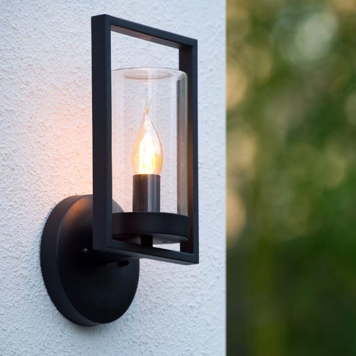 Zwarte wandlamp Nispen, Cilinder