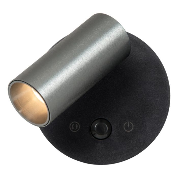 Grijze oplaadbare wandlamp modern, Toni, 2W, 2700-4000K, met touchdimmer