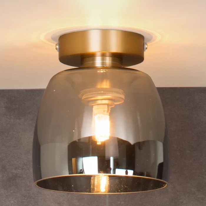 Gouden plafonniere Tyler, glas