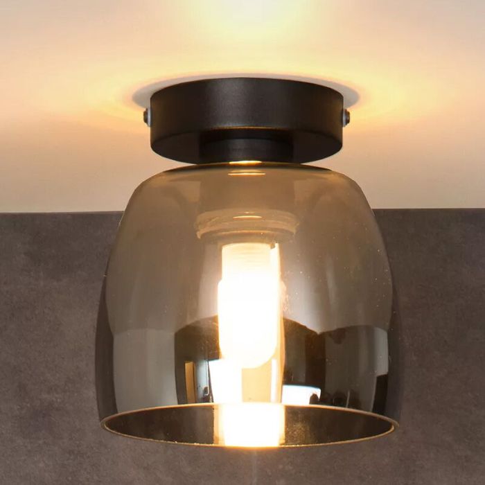 Zwarte plafonniere Tyler, glas