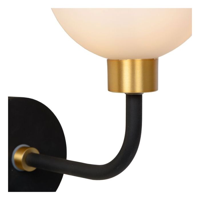 Zwarte wandspot Berend, glas, IP44