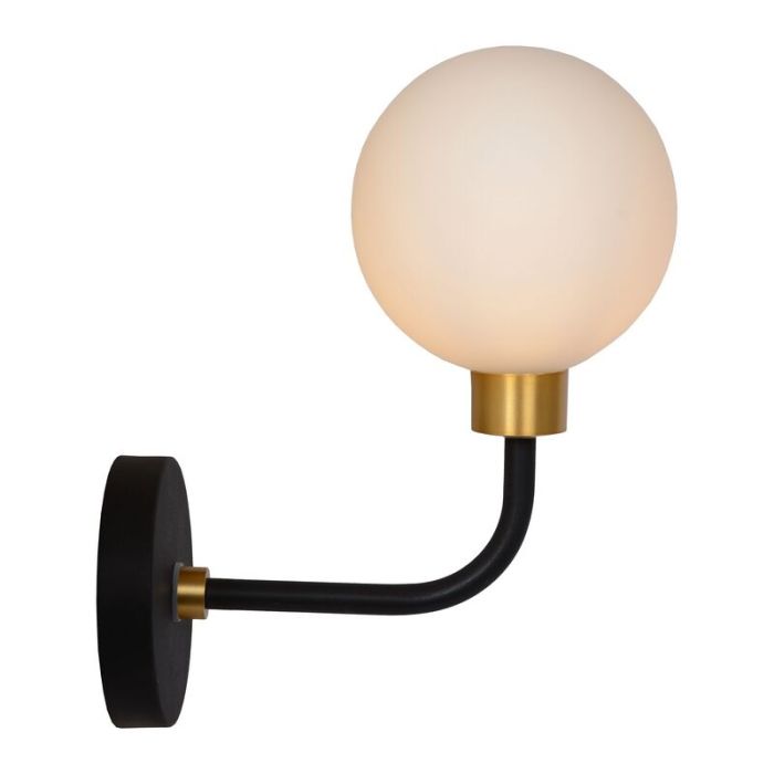 Zwarte wandspot Berend, glas, IP44