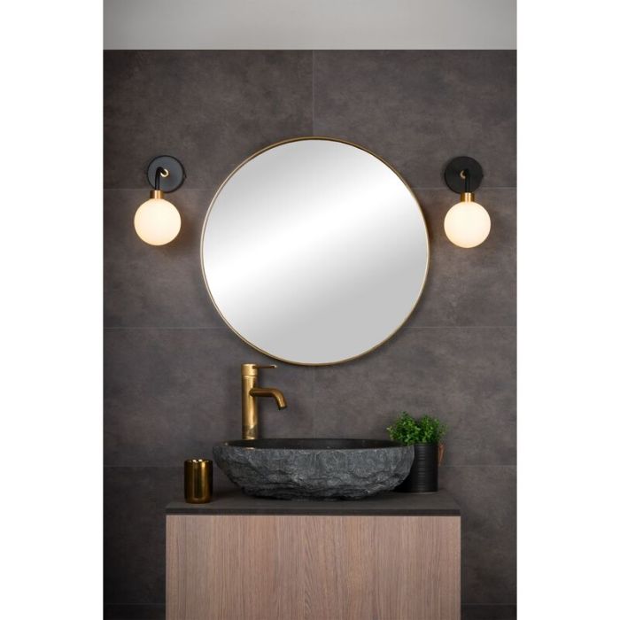 Zwarte wandspot Berend, glas, IP44