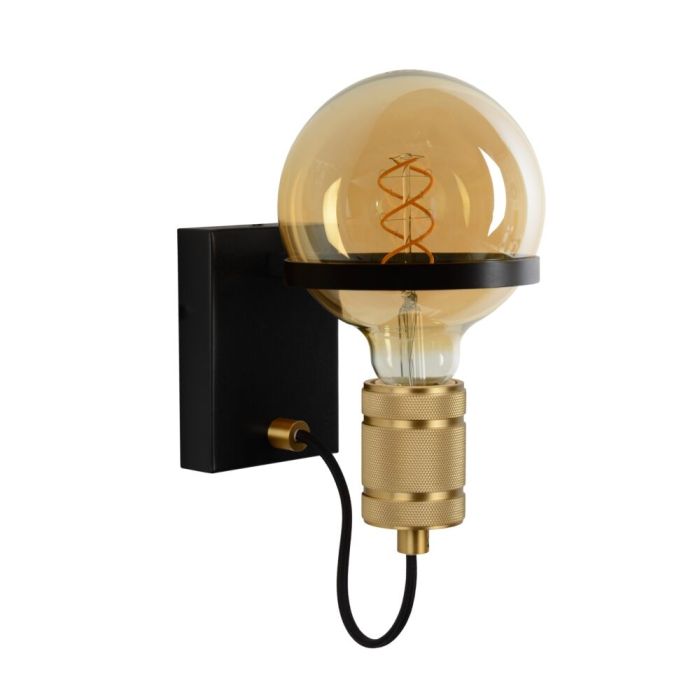 Zwarte wandlamp Ottelien, staal