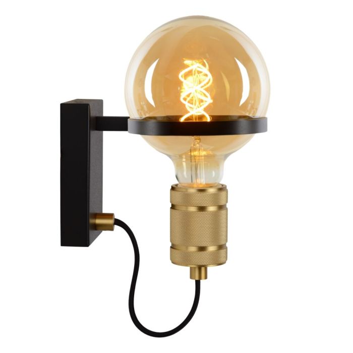 Zwarte wandlamp Ottelien, staal