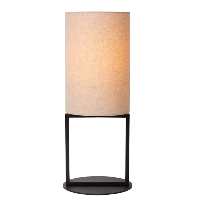 Beige tafellamp landelijk, Herman, met schakelaar
