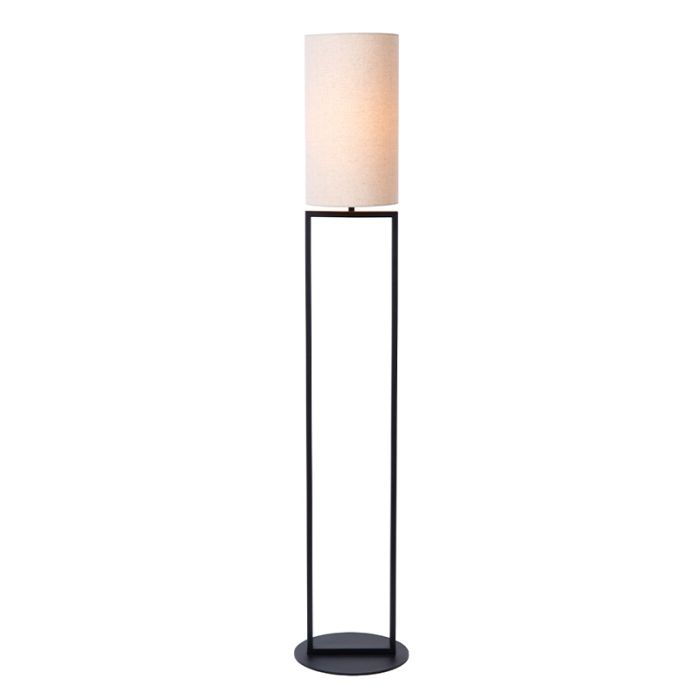 Beige vloerlamp landelijk, Herman, met schakelaar