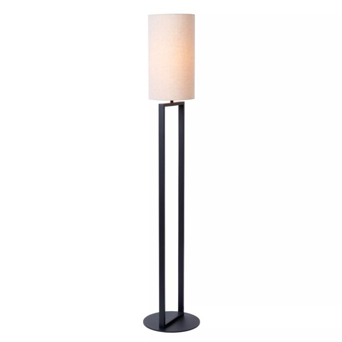 Beige vloerlamp landelijk, Herman, met schakelaar