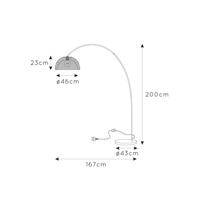 Zwarte booglamp Mesh, staal