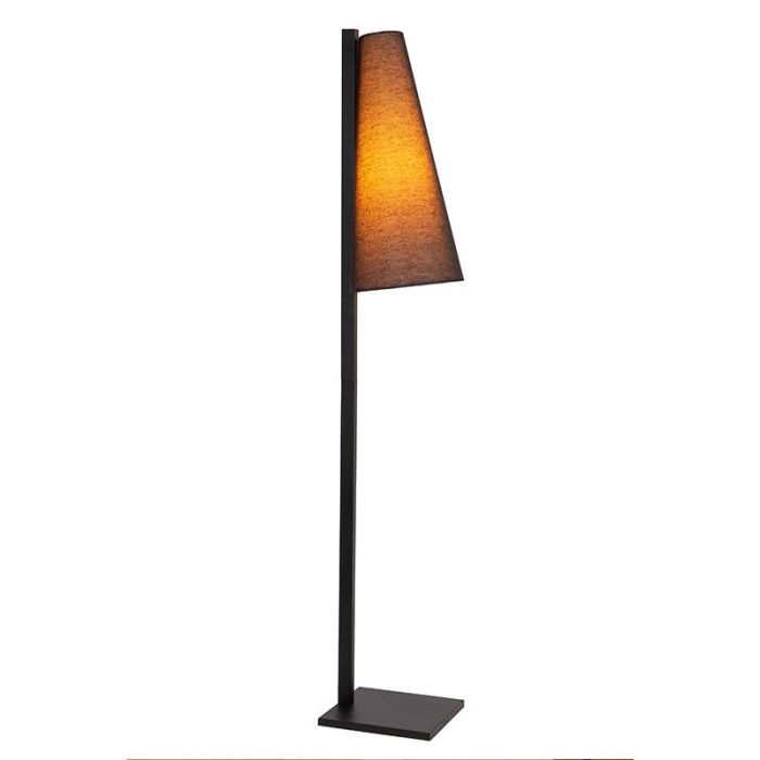 Zwarte vloerlamp stof, Gregory, met schakelaar