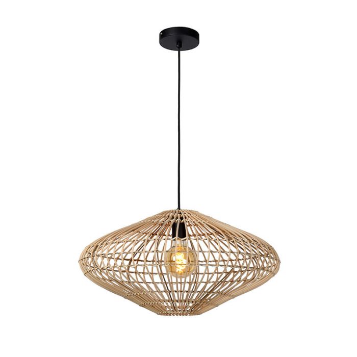 Houten landelijke hanglamp, Magali, rotan