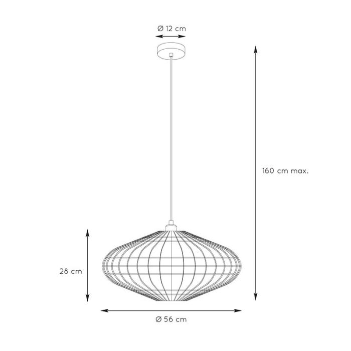 Houten landelijke hanglamp, Magali, rotan