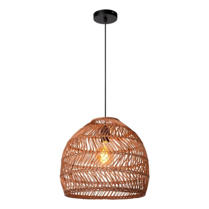 Gele hanglamp Moloko, rotan