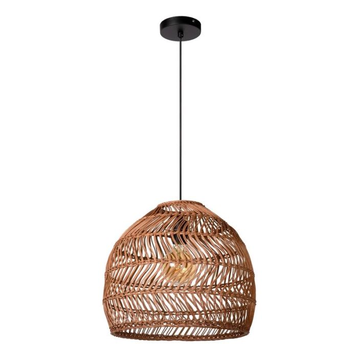 Gele hanglamp Moloko, rotan
