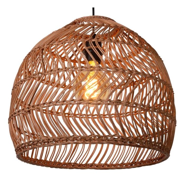 Gele hanglamp Moloko, rotan