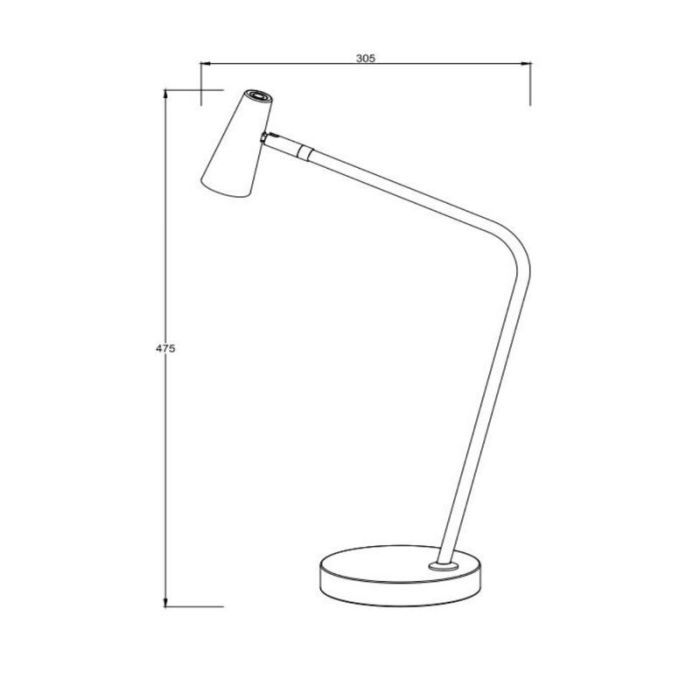 Zwarte oplaadbare tafellamp modern, Stirling, 3W, 2700K LED, met touchdimmer