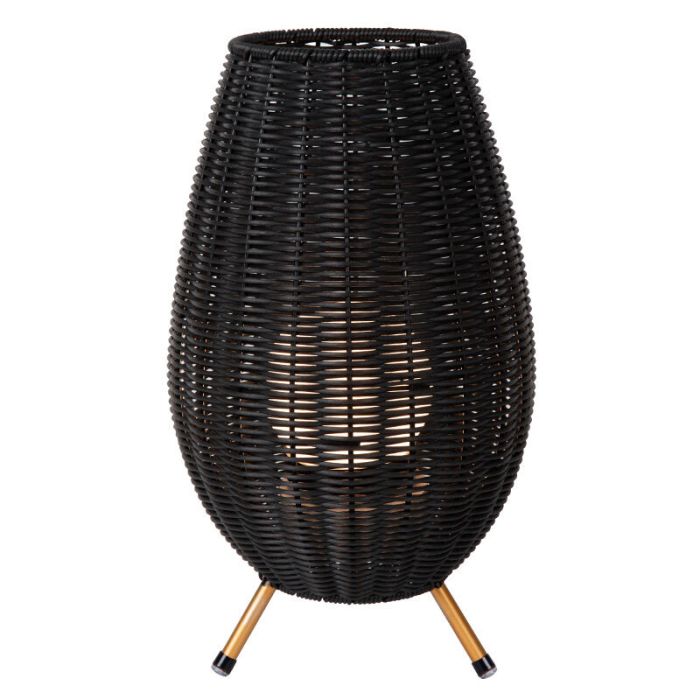 Zwarte buiten tafellamp landelijk, Colin, 3W, 3000K LED, IP44, 3-staps dimbaar